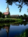 Church is reflected in the river