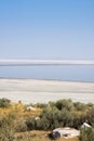 Landscape on the road in Antelope island state park in salt lake city Royalty Free Stock Photo