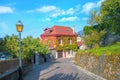 Landscape with road and colorful house in old city of Annecy. Haute Savoie, France Royalty Free Stock Photo