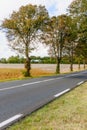 Landscape of road and countryside in the Pays de la Loire