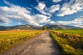 Landscape with a road leading to the mountains Royalty Free Stock Photo