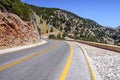 Landscape and road through mountains at western part of Crete island Royalty Free Stock Photo