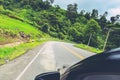 Landscape road paved road Rural Roadside View Mountain View. Road transport road. Car running on the street Royalty Free Stock Photo