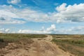 Landscape Road in the steppe. Tyva. sunny day Royalty Free Stock Photo