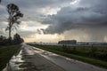 Landscape with road and storm clouds Royalty Free Stock Photo