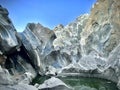 Landscape Rock with Blue Sky and pool of water at center Royalty Free Stock Photo