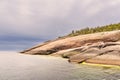 Landscape with rocks on the island Bla Jungfrun in Sweden