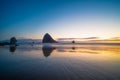 Landscape of rocks and the Pacific coast at sunset. Beautiful picture and night scenery of nature Royalty Free Stock Photo