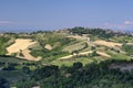Landscape in Romagna at summer from Sogliano al Rubicone Royalty Free Stock Photo