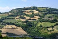 Landscape in Romagna at summer from Sogliano al Rubicone Royalty Free Stock Photo