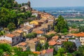 Landscape with roofs of houses in small tuscan town in province