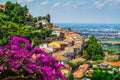 Landscape with roofs of houses in small tuscan town in province