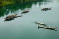 Landscape, row boat, river, poor Vietnam Royalty Free Stock Photo