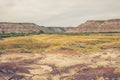 Landscape of the rugged terrain of the Badlands of Drumheller Royalty Free Stock Photo