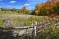 The landscape of a rural farm with the fence in autumn Royalty Free Stock Photo