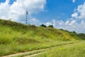 Landscape with rural road and sign no anchorage