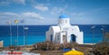 Landscape with Saint Nicholas church in Protaras, Cyprus Royalty Free Stock Photo