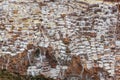 Landscape of the salt terraces of Maras Salineras de Maras in the Andes mountain range in the region of Cusco, Peru, Sacred