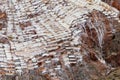 Landscape of the salt terraces of Maras Salineras de Maras in the Andes mountain range in the region of Cusco, Peru, Sacred