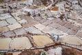 Landscape of the salt terraces of Maras Salineras de Maras in the Andes mountain range in the region of Cusco, Peru, Sacred