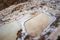 Landscape of the salt terraces of Maras Salineras de Maras in the Andes mountain range in the region of Cusco, Peru, Sacred