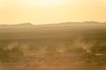 Landscape with sandstorm in the Sahara desert. Morocco