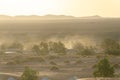 Landscape with sandstorm in the Sahara desert. Morocco