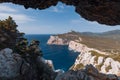 Landscape of Sardinia westshore seen from Grotta dei Vasi Rotti Royalty Free Stock Photo