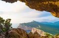 landscape of sardinian coast viewed from vasi rotti cave Royalty Free Stock Photo