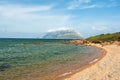 Landscape of the Sardinian sea surrounded by a beach near Porto Taverna, Italy Royalty Free Stock Photo