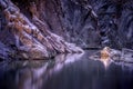 Landscape scene of Gorges de la Jogne river canyon in Broc, Switzerland in Faroe Island Royalty Free Stock Photo