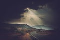 Landscape scene with road towards hill Royalty Free Stock Photo