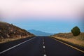 Landscape scene and sunrise above road. Empty asphalt road. Asphalt texture, way background. Royalty Free Stock Photo