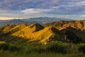 Landscape scene of Sunrise with beautiful green hills view from Dream World Resort, Kundasang, Sabah, Borneo Royalty Free Stock Photo