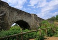 A scene with the Teston Bridge under a blue cloudy sky Royalty Free Stock Photo