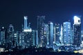 Buildings and skyscrapers in the central business area of Bangkok city at night Royalty Free Stock Photo