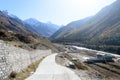 Landscape scenery of Chitkul Village, last village point in Sangla Valley, India on old Hindustan-Tibet trade route -NH 22 in Royalty Free Stock Photo