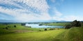 Landscape scenery with fleecy clouds Royalty Free Stock Photo