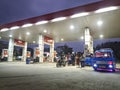 Landscape scenery at a gas station at night. Image for background. Royalty Free Stock Photo