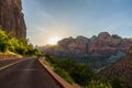 Landscape scenery at the Zion National Park, beautiful colors of rock formation in Utah - USA Royalty Free Stock Photo