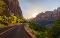 Landscape scenery at the Zion National Park, beautiful colors of rock formation in Utah - USA Royalty Free Stock Photo