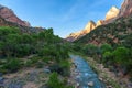 Landscape scenery at the Zion National Park, beautiful colors of rock formation in Utah - USA Royalty Free Stock Photo