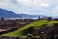 Landscape scenic photo from pompei excavation italy to ocean