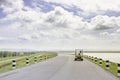 Landscape Scenic road travel on empty highway and Electric Golf Cart