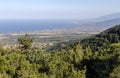 The view from the height Mount Olympus of the town of Litochoro Pieria, Mount Olympus, Greece Royalty Free Stock Photo