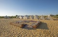 Desert landscape campsite in hot climate with tents Royalty Free Stock Photo
