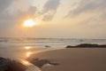 Landscape of sea, beach and cloudy sky on windy day Royalty Free Stock Photo