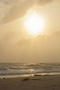 Landscape of sea, beach and cloudy sky on windy day Royalty Free Stock Photo