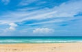 Landscape of sea beach sand and cloudy blue sky with sunny in nice weather day at Phuket sea Thailand Royalty Free Stock Photo