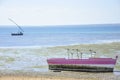 Landscape of sea and boat in Mozambique Royalty Free Stock Photo